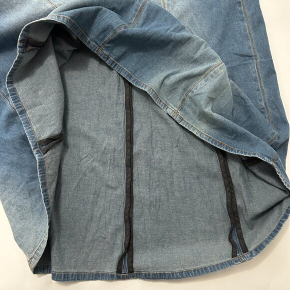 Soft Surroundings Denim Skirt Womens sz Medium Tall Blue Jean Maxi Western 43636 - Picture 7 of 14